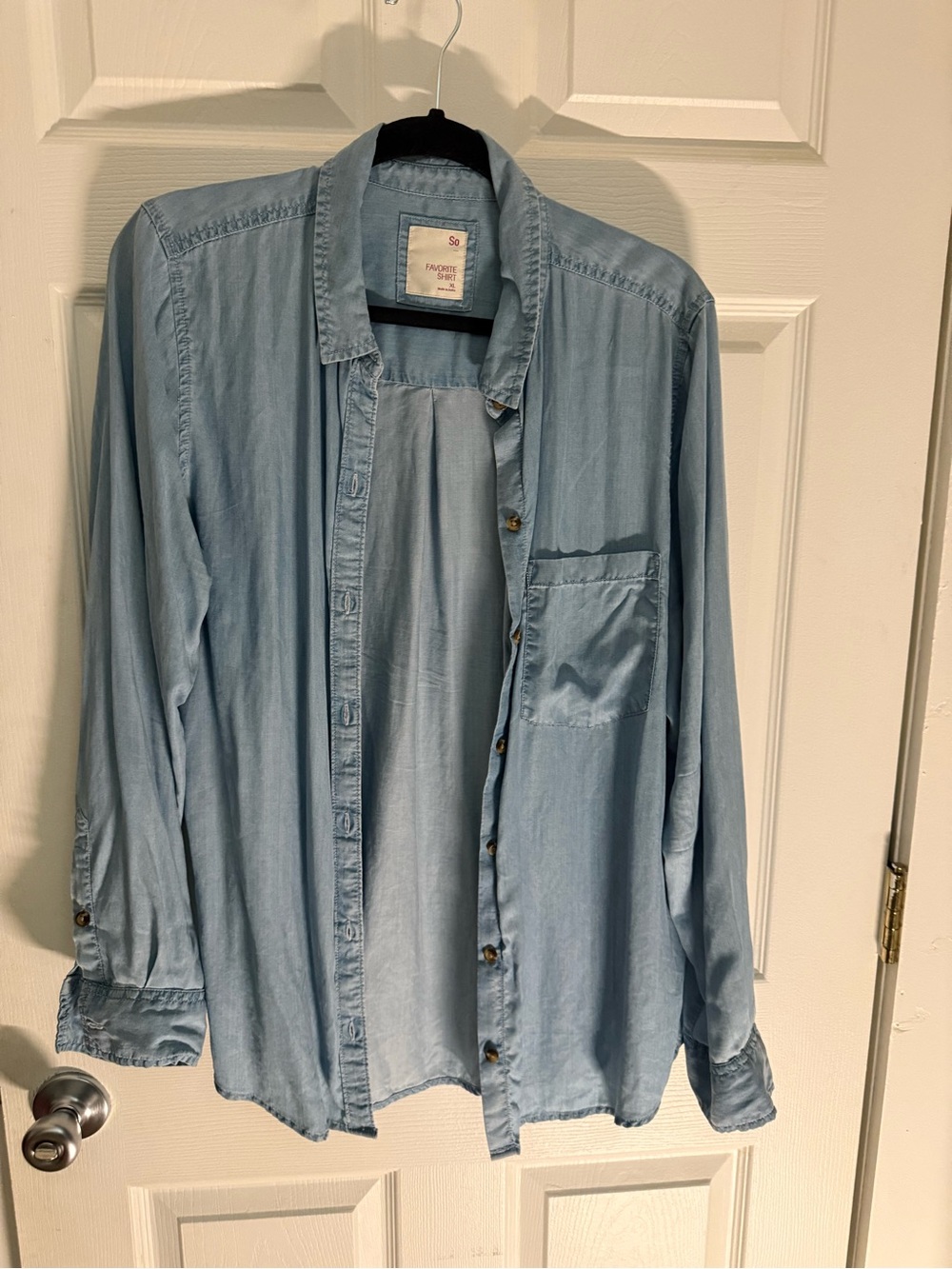 SO Light Blue Denim-Style Button Front Jacket